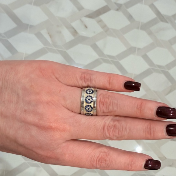 Jewelry - Sterling Silver 925 Blue Sapphire and White Topaz Ring